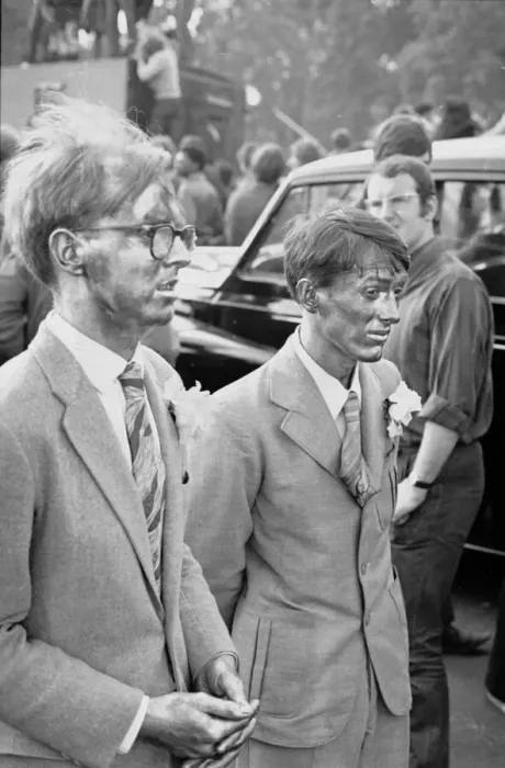 Framed Print : British modern artists Gilbert Proesch and George Passmore, known as Gilbert and George Framed Print : British modern artists Gilbert Proesch and George Passmore, known as Gilbert and George