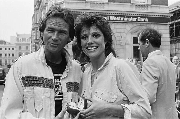 British Motorcycle road racer Barry Sheene attends a photocall at Covent Garden market to