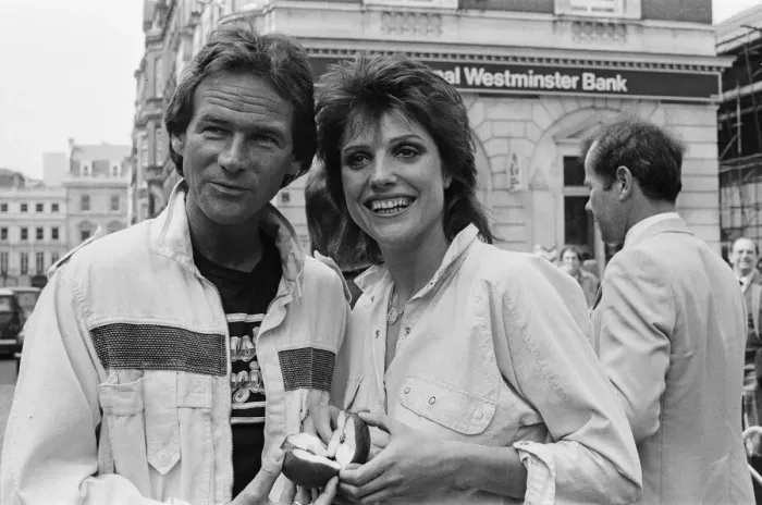 Framed Print : British Motorcycle road racer Barry Sheene attends a photocall at Covent Garden market to