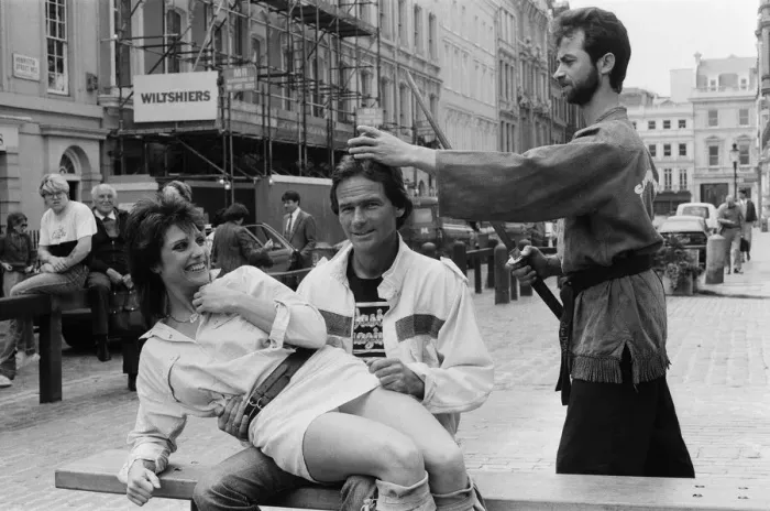 Framed Print : British Motorcycle road racer Barry Sheene attends a photocall at Covent Garden market to Framed Print : British Motorcycle road racer Barry Sheene attends a photocall at Covent Garden market to