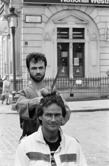 Framed Print : British Motorcycle road racer Barry Sheene attends a photocall at Covent Garden market to