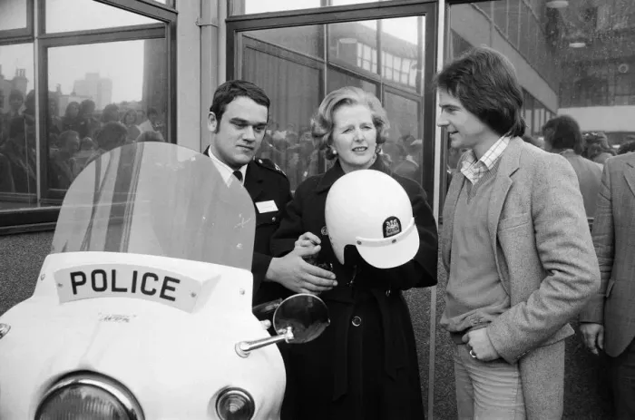 Framed Print : British Motorcycle road racer Barry Sheene with Conservative Party leader Margaret