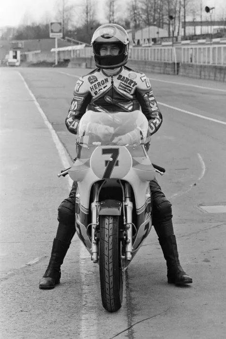 Framed Print : British Motorcycle road racer Barry Sheene takes part in his first serious workout with a Framed Print : British Motorcycle road racer Barry Sheene takes part in his first serious workout with a