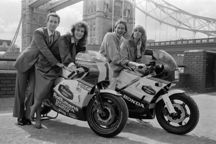 Framed Print : Former British Motorcycle road racer Barry Sheene with his wife Stephanie at a Framed Print : Former British Motorcycle road racer Barry Sheene with his wife Stephanie at a