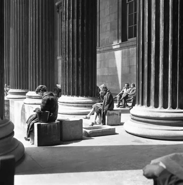 Framed Print : The British Museum at lunch time becomes a restful place to eat sandwiches Framed Print : The British Museum at lunch time becomes a restful place to eat sandwiches