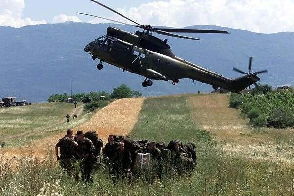 British Paratroopers deploying at the Kosovo border, June 1999 during the Kosovo