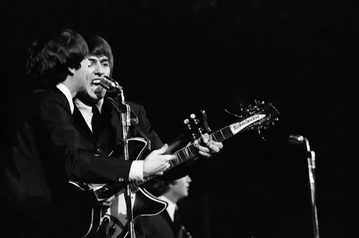 Framed Print : British pop group The Beatles performing on stage at the Cow Palace in San Francisco Framed Print : British pop group The Beatles performing on stage at the Cow Palace in San Francisco
