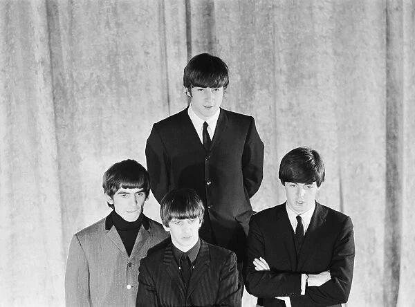 British pop group The Beatles pose for photographers at a CBS photocall in New York