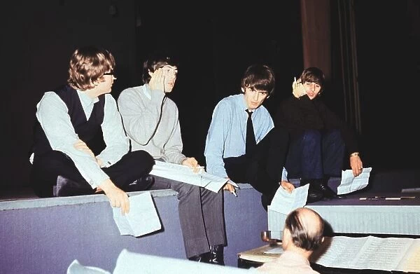 British pop group The Beatles rehearsing at London palladium for '