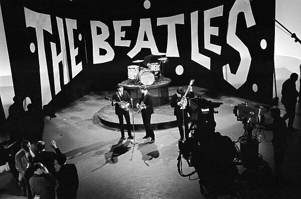 British pop group The Beatles rehearsing for their performance on the Ed Sullivan