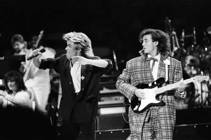 Framed Print : British pop group Wham pictured on their 10-day visit to China, April 1985 Framed Print : British pop group Wham pictured on their 10-day visit to China, April 1985