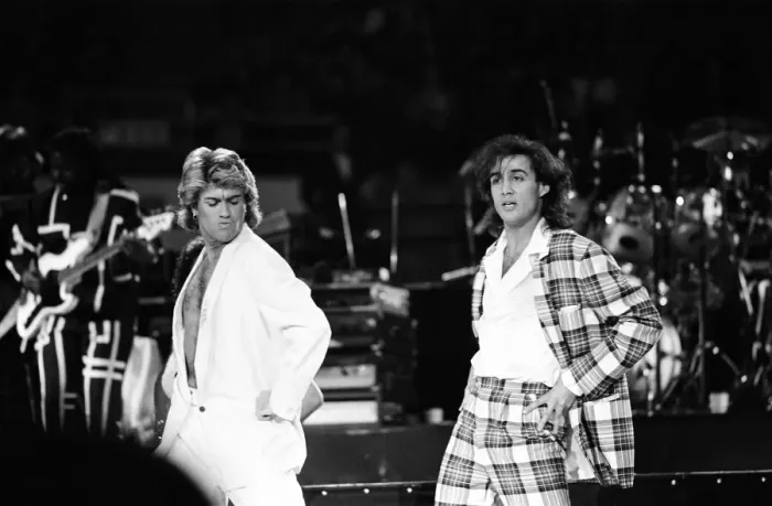 Framed Print : British pop group Wham pictured on their 10-day visit to China, April 1985 Framed Print : British pop group Wham pictured on their 10-day visit to China, April 1985