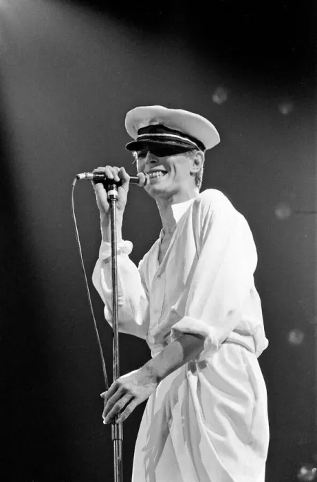 Framed Print : British pop singer David Bowie performing on stage during his concert at Earls court Framed Print : British pop singer David Bowie performing on stage during his concert at Earls court