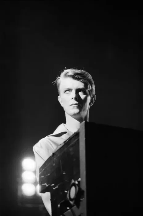 Framed Print : British pop singer David Bowie performing on stage during his concert at Earls court