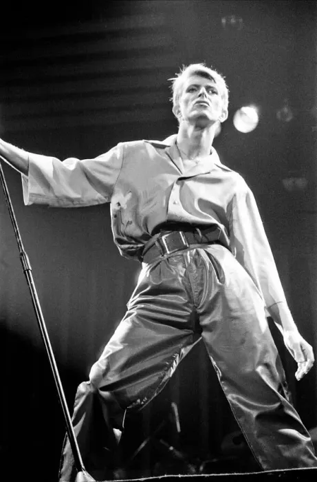 Framed Print : British pop singer David Bowie performing on stage during his concert at Earls court Framed Print : British pop singer David Bowie performing on stage during his concert at Earls court