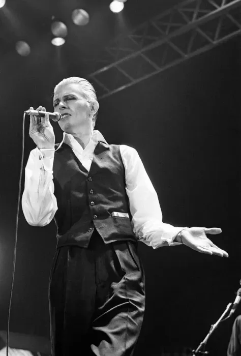 Framed Print : British pop singer David Bowie performing on stage during the first of six concerts Framed Print : British pop singer David Bowie performing on stage during the first of six concerts