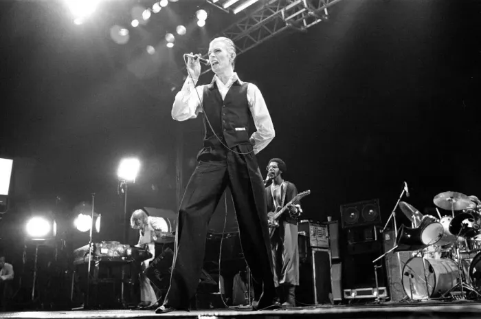 Framed Print : British pop singer David Bowie performing on stage during the first of six concerts Framed Print : British pop singer David Bowie performing on stage during the first of six concerts