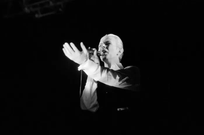 Framed Print : British pop singer David Bowie performing on stage during the first of six concerts Framed Print : British pop singer David Bowie performing on stage during the first of six concerts