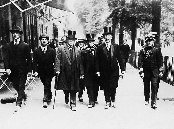 British Prime Minister Lloyd George and French President M Clemenceau arriving at Peace
