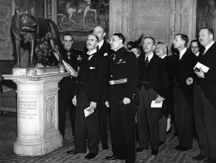 Framed Print : British Prime Minister Neville Chamberlain and British Foreign Secretary Lord Halifax are Framed Print : British Prime Minister Neville Chamberlain and British Foreign Secretary Lord Halifax are
