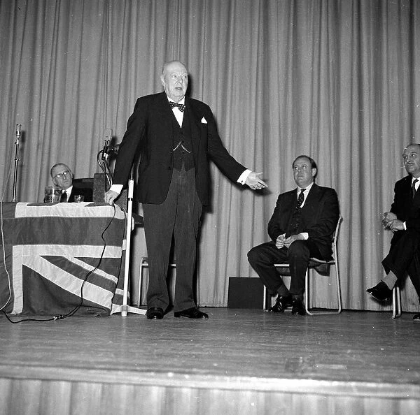 Former British Prime Minister and wartime leader Winston Churchill addressing