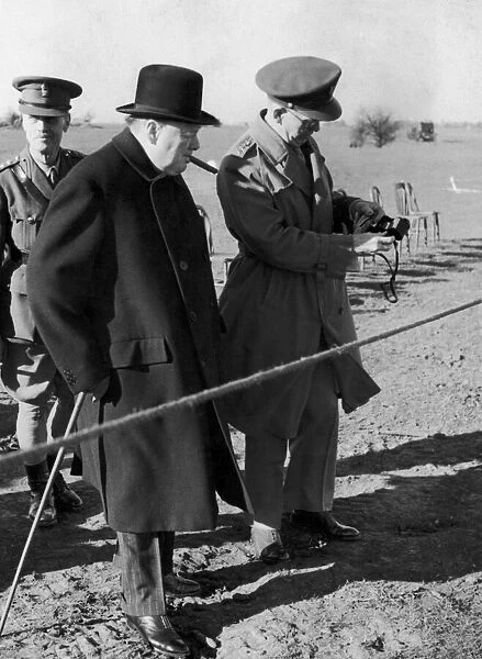 British Prime Minister Winston Churchill, accompanied by United States Army Chief General