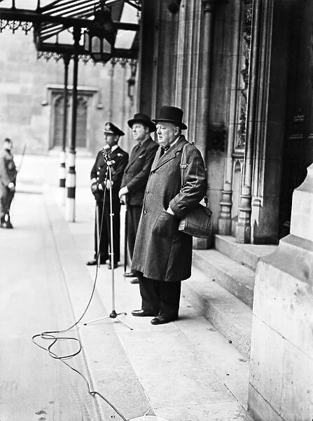 British Prime Minister Winston Churchill inspecting the Parliamentary Home Guard in