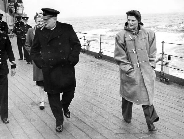 British Prime Minister Winston Churchill with his daughter Subaltern Mary Churchill