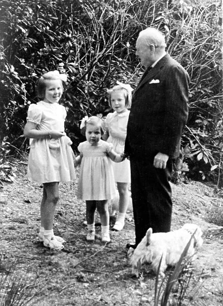 British Prime Minister Winston Churchill with Dutch Princesses Beatrix