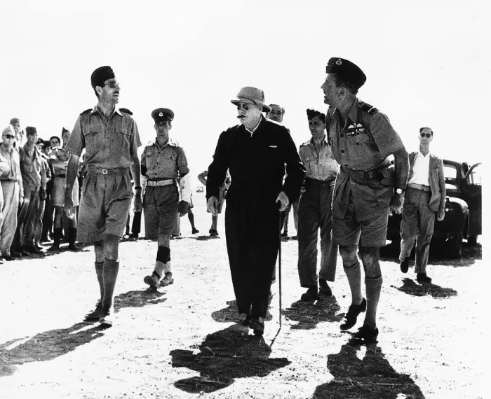 Framed Print : British Prime Minister Winston Churchill with General Sir Alan Cunningham inspecting an Framed Print : British Prime Minister Winston Churchill with General Sir Alan Cunningham inspecting an