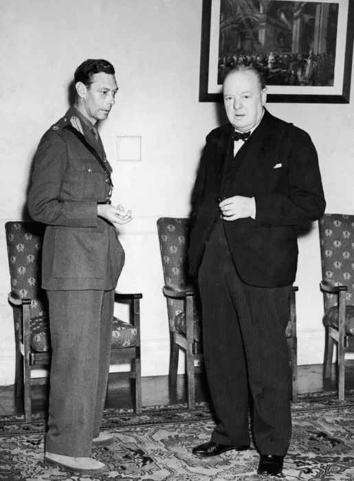 Framed Print : British Prime Minister Winston Churchill pictured with King George VI after his North Framed Print : British Prime Minister Winston Churchill pictured with King George VI after his North