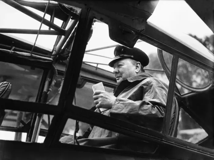 Framed Print : British Prime Minister Winston Churchill pictured on his visit to Normandy in Northern Framed Print : British Prime Minister Winston Churchill pictured on his visit to Normandy in Northern