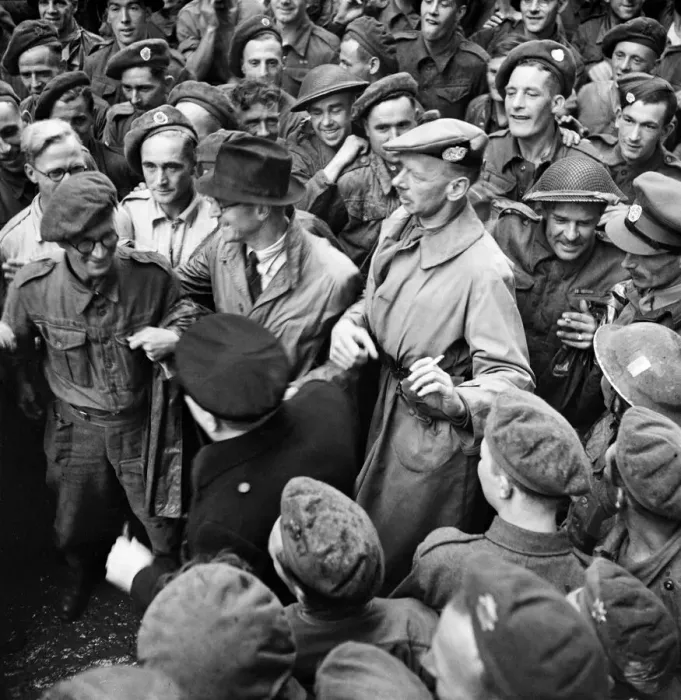 Framed Print : British Prime Minister Winston Churchill pictured on his visit to Normandy in Northern Framed Print : British Prime Minister Winston Churchill pictured on his visit to Normandy in Northern