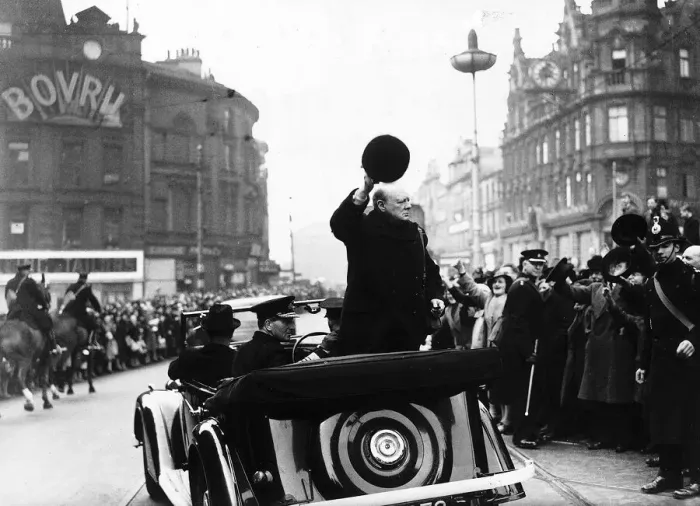 Framed Print : British Prime Minister Winston Churchill visiting Liverpool in June 1945 Framed Print : British Prime Minister Winston Churchill visiting Liverpool in June 1945