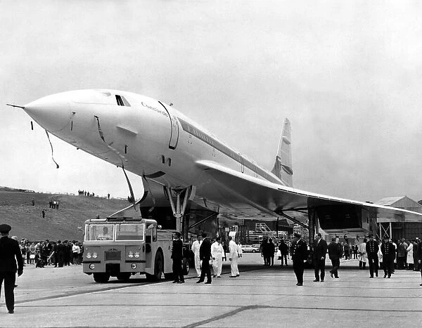 The British prototype Concorde 002 rolled out from the hanger in which it has ben built
