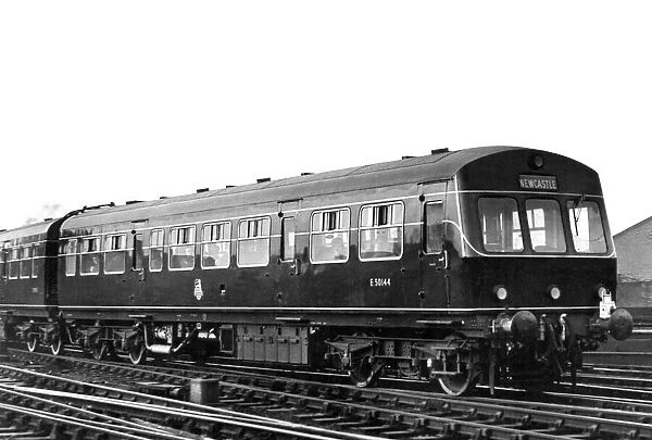 A British Rail Diesel Multiple Unit on the East Coast Main Line on 4th February 1957