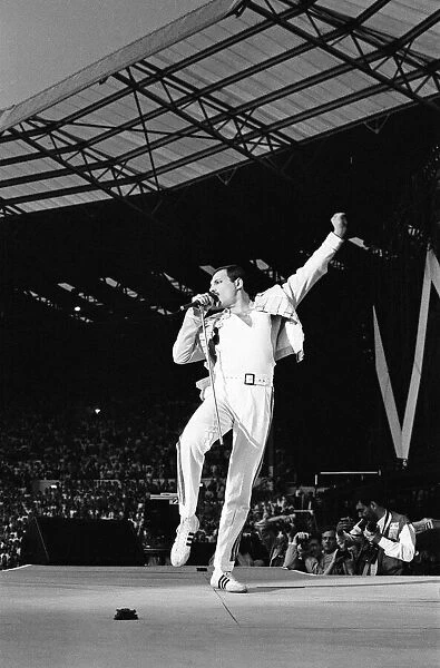 British Rock group Queen performing in concert at Wembley Stadium on their Magic tour