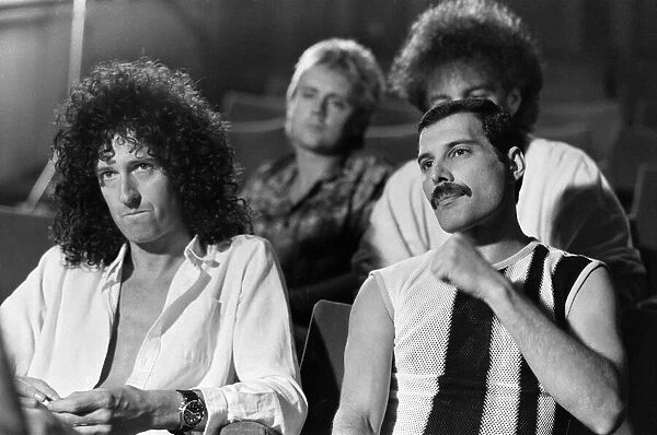 British Rock group Queen rehearsing at the Shaw Theatre in Euston ahead of the Live Aid