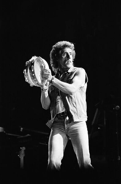 British rock group The Who, performing on stage at the NEC in Birmingham