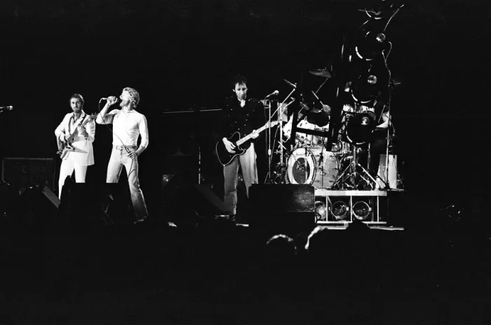 Framed Print : British rock group The Who, performing on stage at the NEC in Birmingham