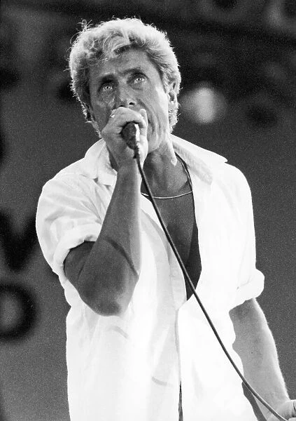 British rock group The Who, performing at Wembley Stadium for Live Aid