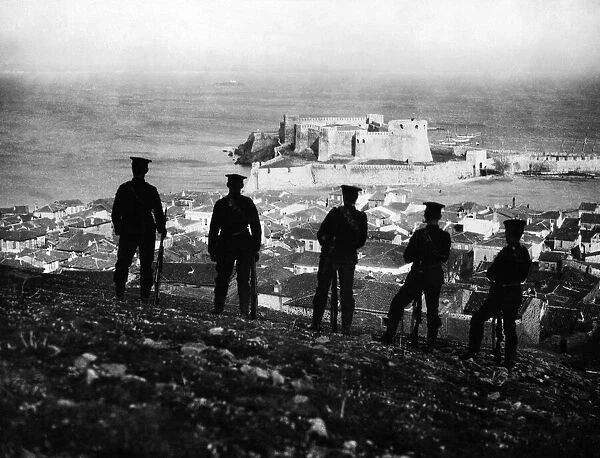 British Royal Marines on guard in the Dardanelles. Circa June 1915