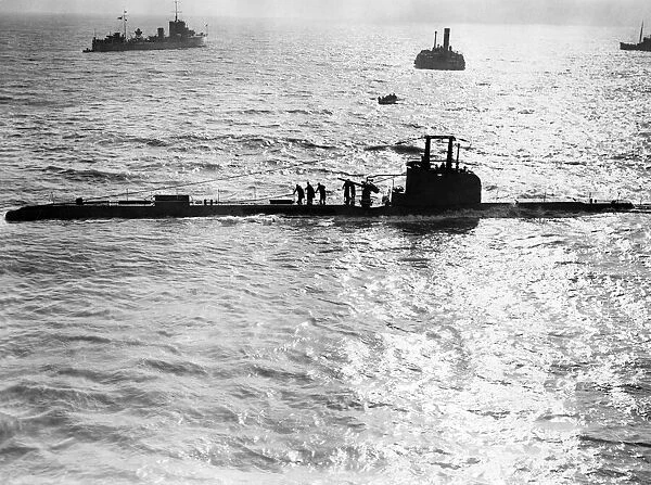 The British Royal Navys Class submarine Sunfish refloating while on patrol Circa