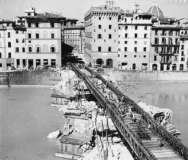 British Sappers bridge river Arno in Florence. 24th August 1944