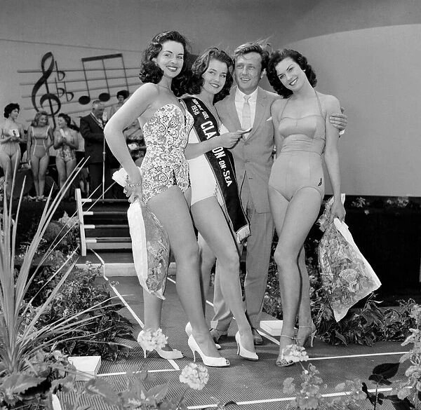 British singer and actor Gary Miller with beauty queens left to right: Gail Sheridan