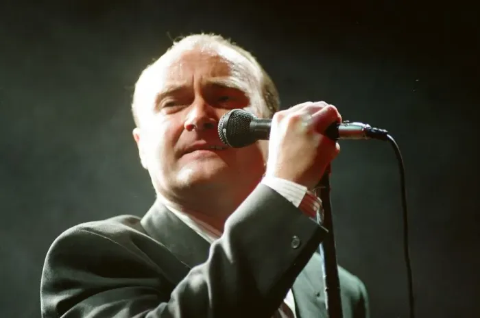Framed Print : British singer Phil Collins performing on stage during a concert in Britain Framed Print : British singer Phil Collins performing on stage during a concert in Britain