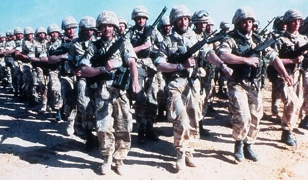 British Soldiers from the Royal Regiment of Fusiliers in the Gulf seen here marching