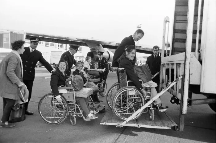 Framed Print : The British team left London Heathrow Airport this morning for the Stoke Mandeville Framed Print : The British team left London Heathrow Airport this morning for the Stoke Mandeville