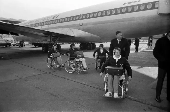 Framed Print : The British team left London Heathrow Airport this morning for the Stoke Mandeville Framed Print : The British team left London Heathrow Airport this morning for the Stoke Mandeville