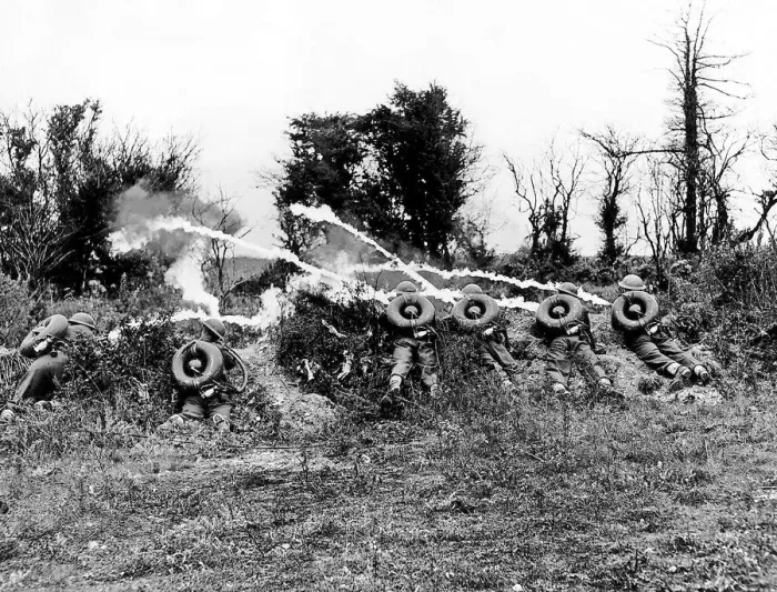Framed Print : British troops fire Lifebuoy Mk. 1. 1 flame throwers during a training exercise Framed Print : British troops fire Lifebuoy Mk. 1. 1 flame throwers during a training exercise